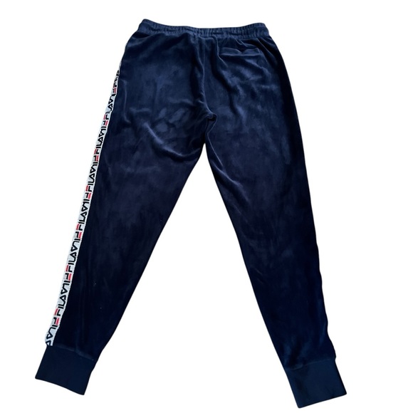 FILA Dolly Velour Logo Side Stripe Banded Bottom Jogger Sweatpants Lounge Pants - Picture 4 of 8